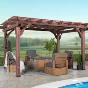 14×10 Somerville Pergola – Walnut Stain Gazebo
