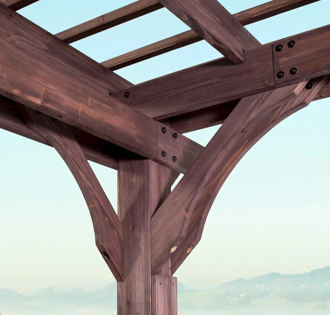 14×10 Somerville Pergola – Walnut Stain Gazebo - Image 2