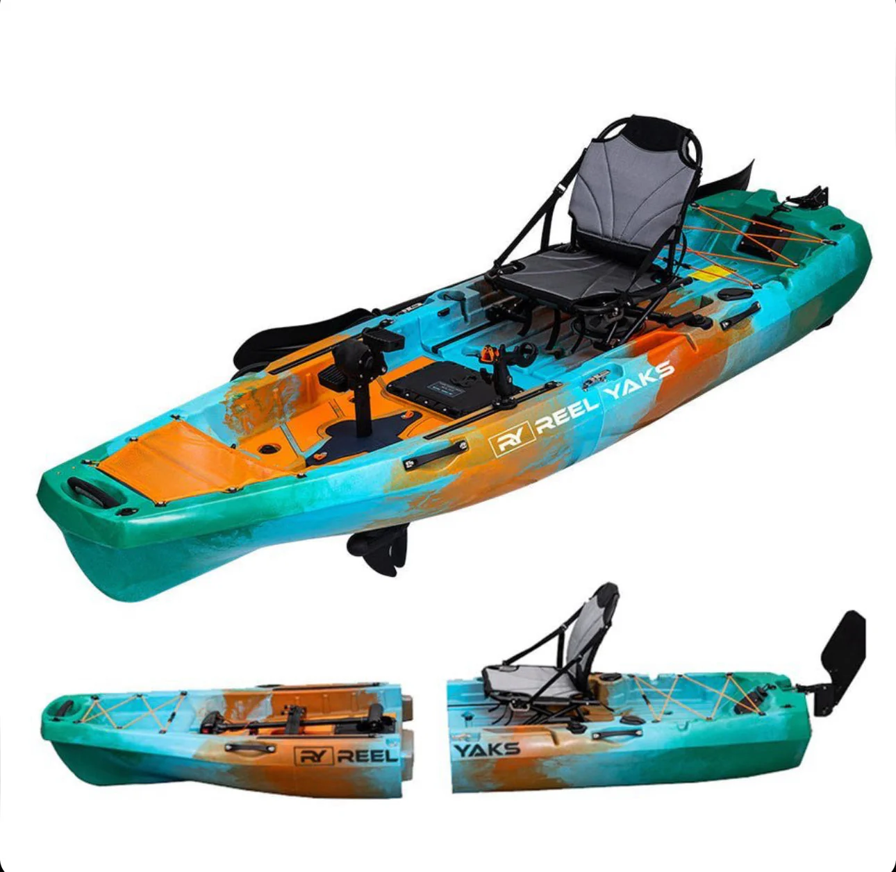 10ft Radar Modular Propeller Drive Pedal Fishing Kayak | 430lbs Capacity | 2 Piece - Image 4